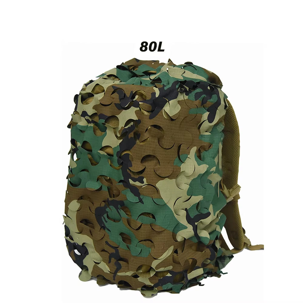 3D Camo Net Backpack Cover 60L 80L Laser Cut Camouflage Hunting Backpack Cover Paintball Paratrooper Hunting Accessories