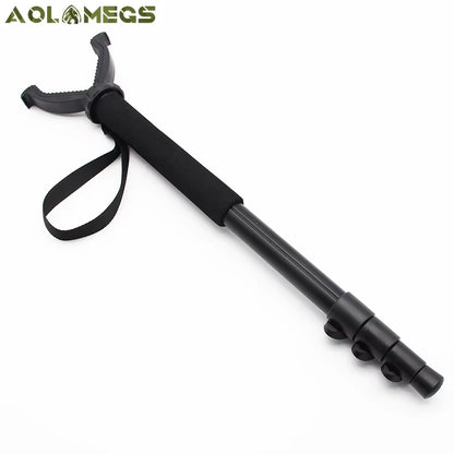 Aluminum Hunting Shooting Sticks Accessory V Shaped Rotating Yoke Monopod Telescopic with Shoulder Strap