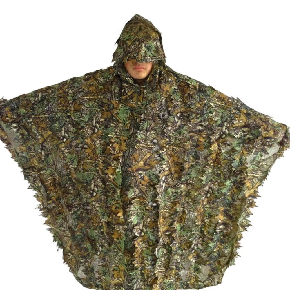 3D Ghillie Suit Camouflaged Clothes for Hunter 3D Camouflage Clothing Woodland Poncho for Hunting Wildlife Photography Costumes