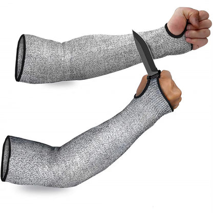 Level 5 HPPE Cut Resistant Arm Sleeves Anti-Puncture Labor Work Safety Gloves Gardening Construction Automobile Arm Protection