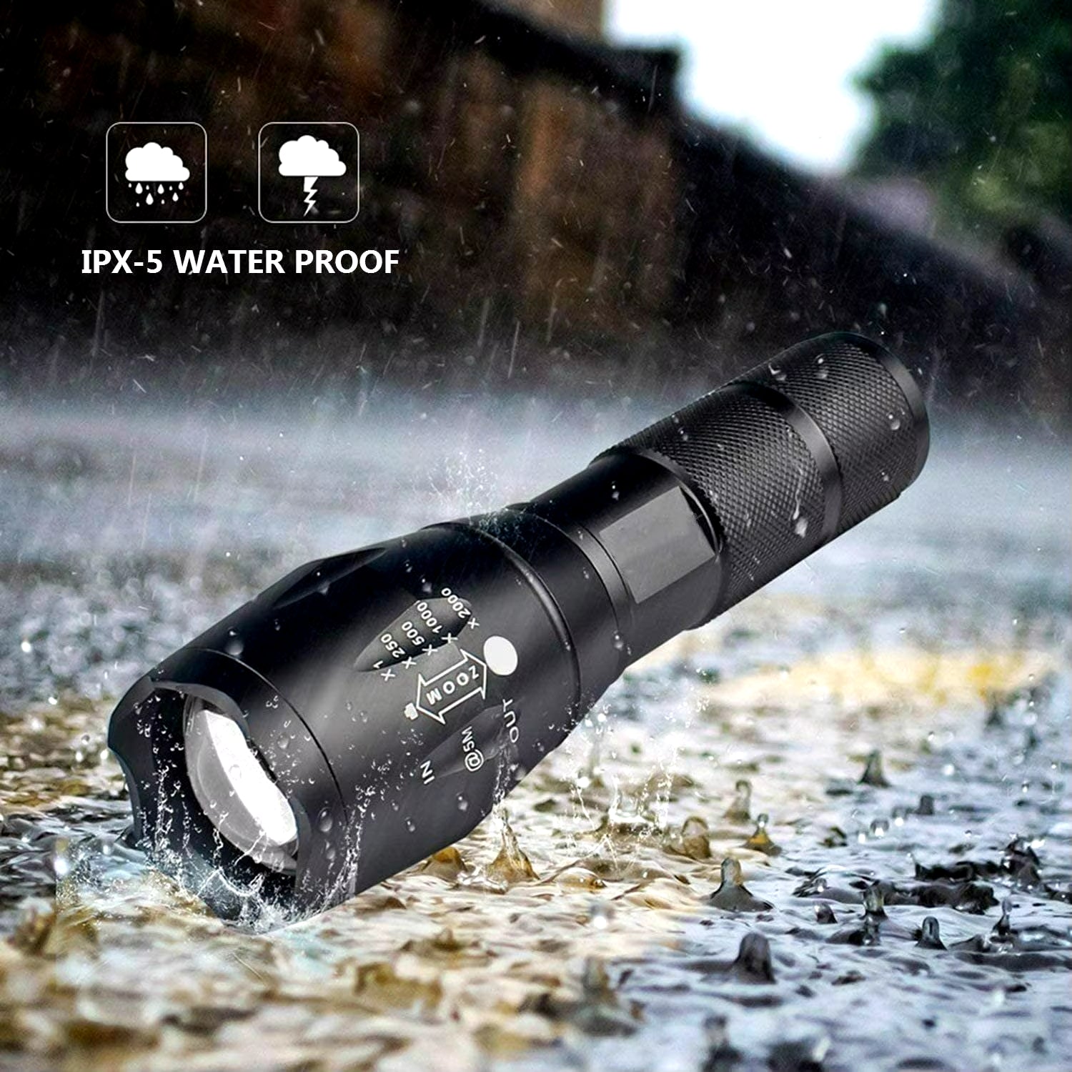 Powerful LED Flashlight Aluminum Alloy Portable Torch USB Rechargeable Outdoor Camping Tactical Flash Light