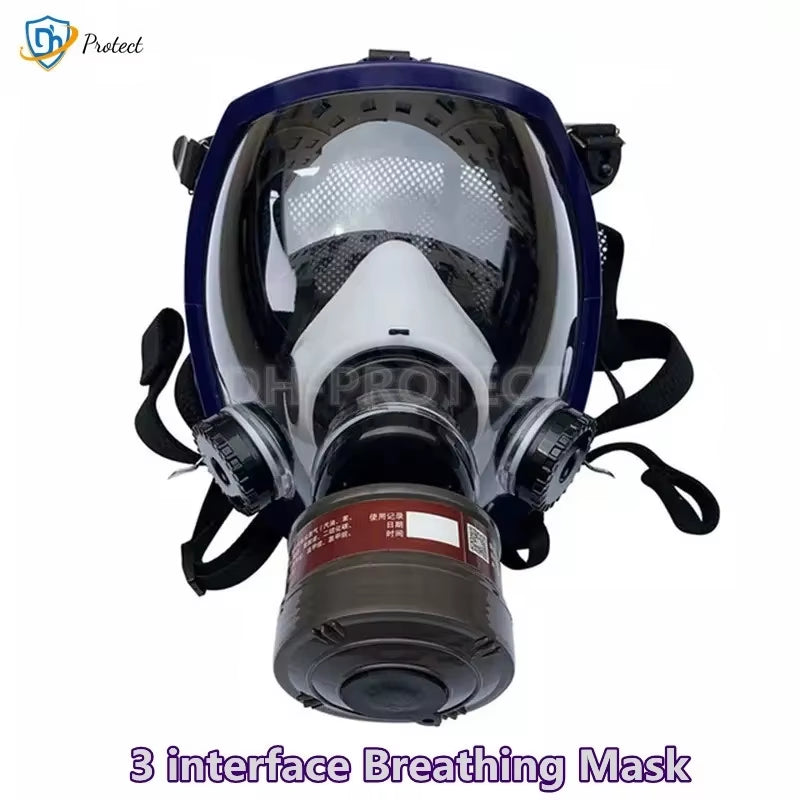 3 Ports Multipurpose Full Gas Mask Spherical Super Clear Fully Sealed Protective Mask Spray Paint Industrial Pollution Gas Mask