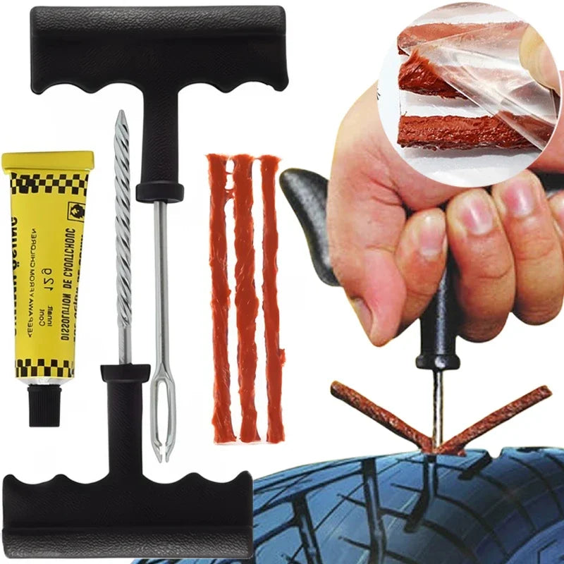 Tire Repair Tools Kit Car Motorcycle Bike Tyre Puncture Repairing Tool Tubeless Tires Repair Rubber Strips Plug Tool