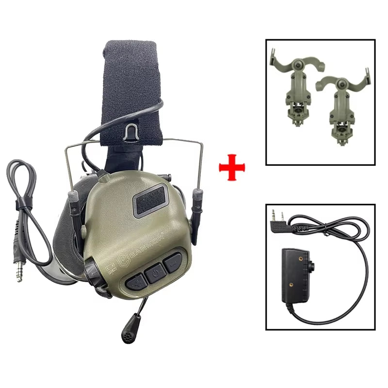 EARMOR M32 MOD4 Shooting Earmuffs Tactical Noise Reduction Headset with Helmet ARC Rail Adapter with Kenwood PTT Adapter New