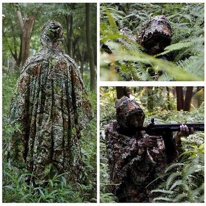 3D Ghillie Suit Camouflaged Clothes for Hunter 3D Camouflage Clothing Woodland Poncho for Hunting Wildlife Photography Costumes