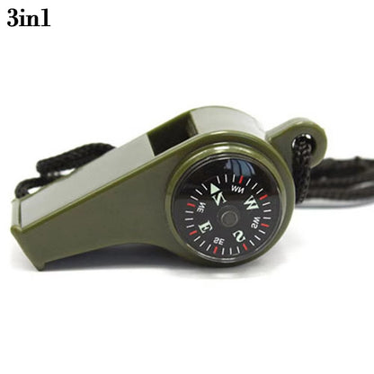 Multifunction 3 in 1/4 in 1 Temperature Mini Compass Whistle Navigation Carabiner Outdoor Camping Hiking Survival Tool Accessory