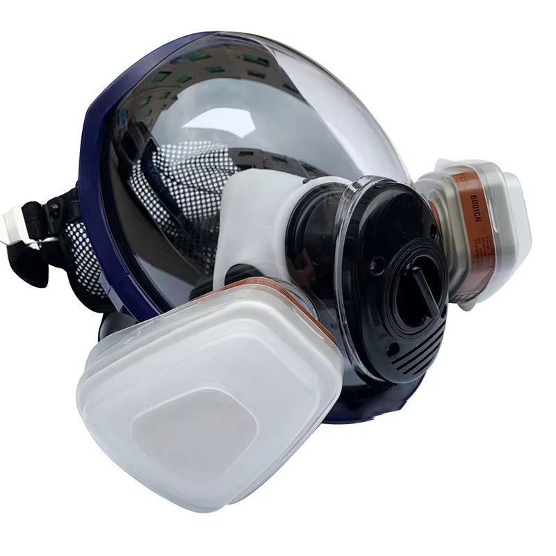 3 Ports Multipurpose Full Gas Mask Spherical Super Clear Fully Sealed Protective Mask Spray Paint Industrial Pollution Gas Mask