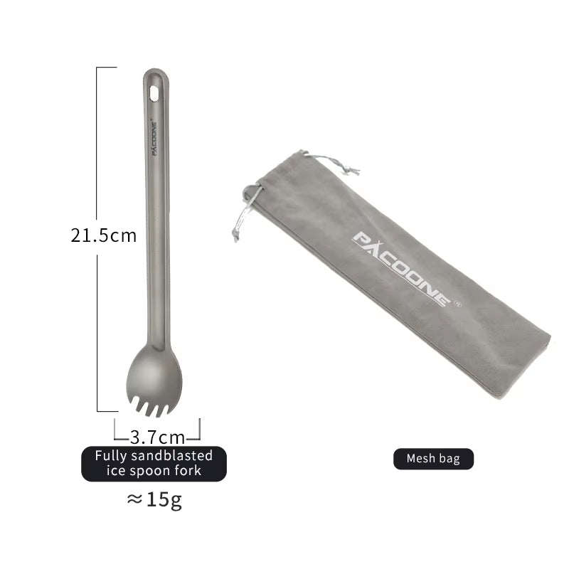 PACOONE Camping Titanium Spork Spoon Outdoor Lightweight Fork Tableware Portable Picnic Hiking Travelling Ultralight Dinnerware