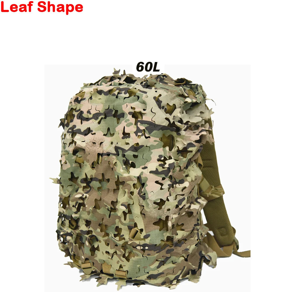 3D Camo Net Backpack Cover 60L 80L Laser Cut Camouflage Hunting Backpack Cover Paintball Paratrooper Hunting Accessories