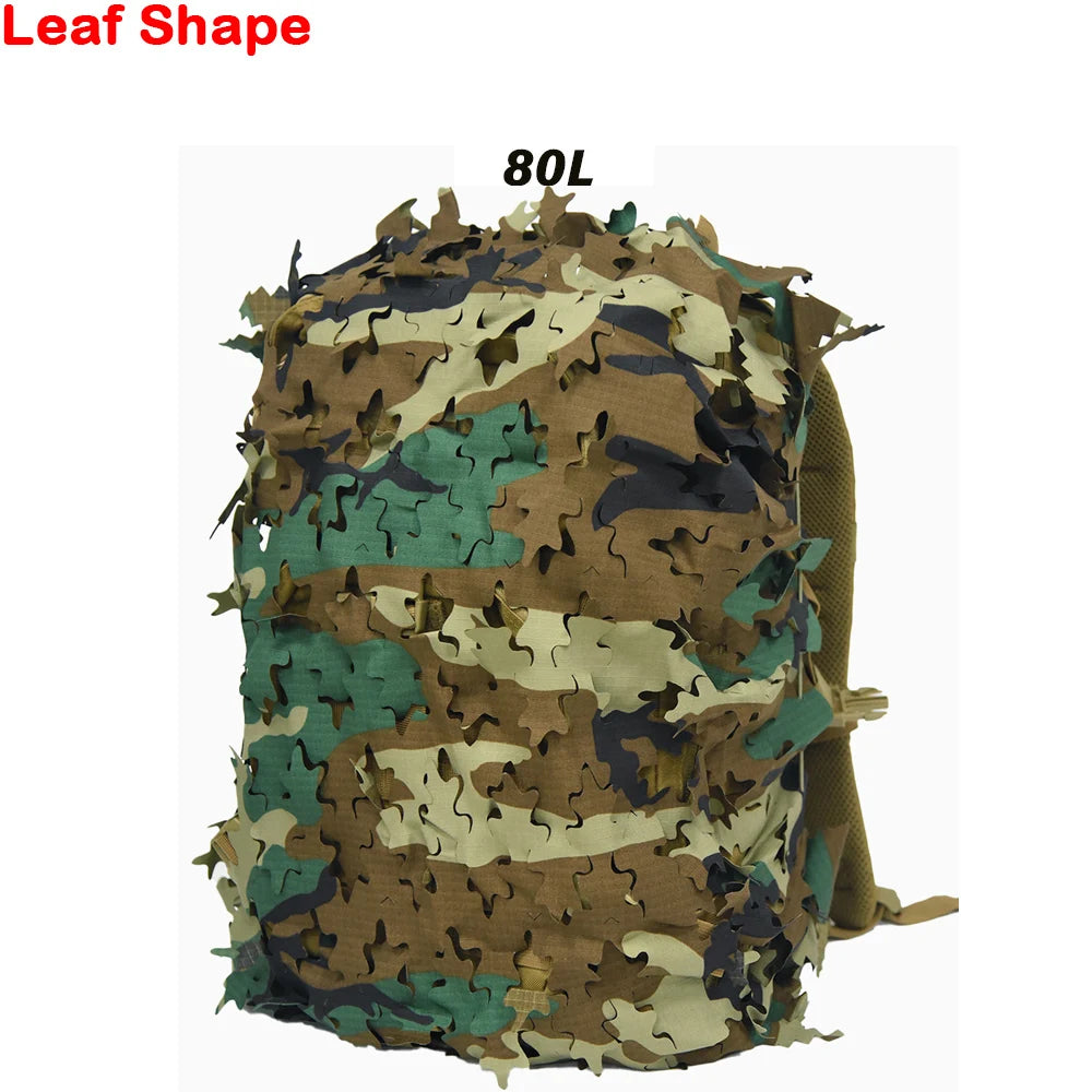 3D Camo Net Backpack Cover 60L 80L Laser Cut Camouflage Hunting Backpack Cover Paintball Paratrooper Hunting Accessories