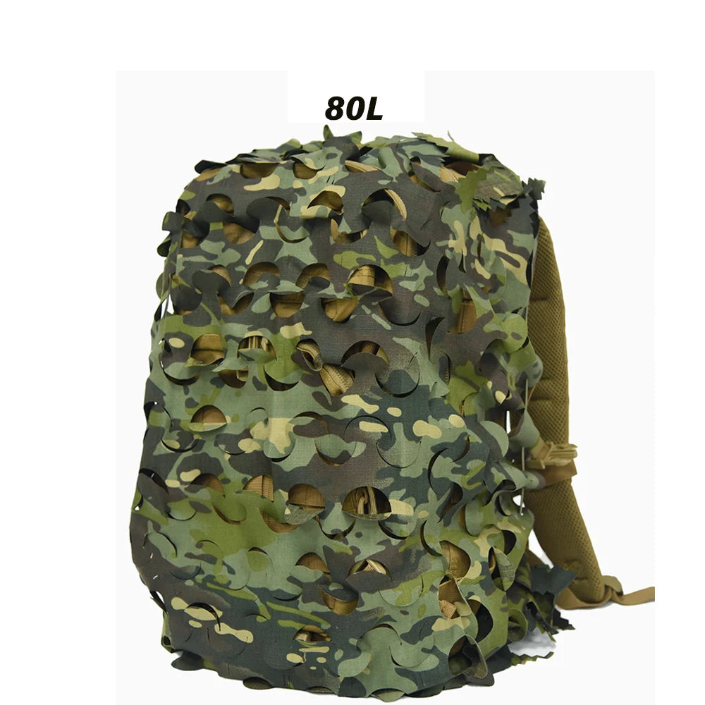 3D Camo Net Backpack Cover 60L 80L Laser Cut Camouflage Hunting Backpack Cover Paintball Paratrooper Hunting Accessories