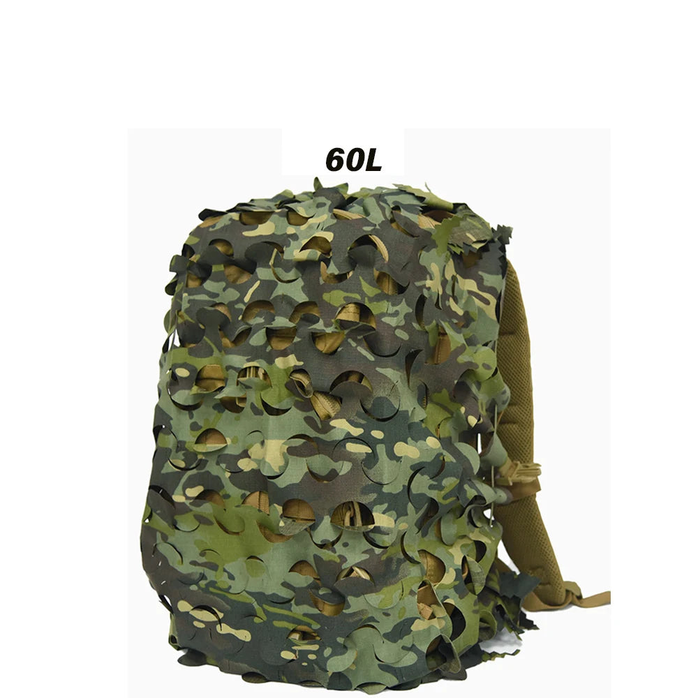 3D Camo Net Backpack Cover 60L 80L Laser Cut Camouflage Hunting Backpack Cover Paintball Paratrooper Hunting Accessories