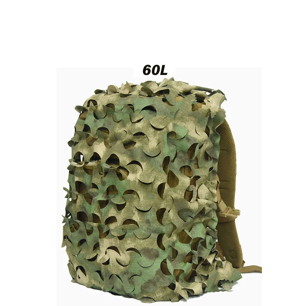 3D Camo Net Backpack Cover 60L 80L Laser Cut Camouflage Hunting Backpack Cover Paintball Paratrooper Hunting Accessories