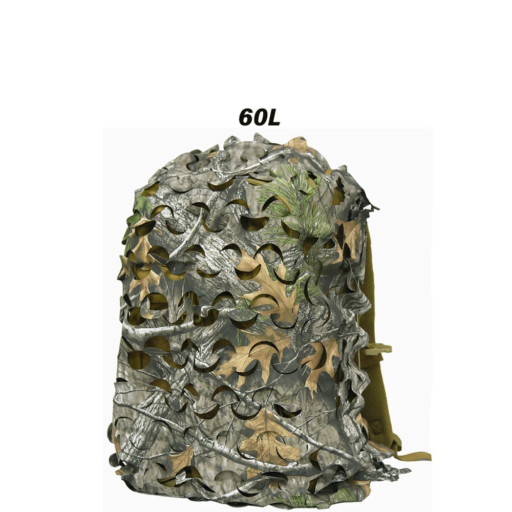 3D Camo Net Backpack Cover 60L 80L Laser Cut Camouflage Hunting Backpack Cover Paintball Paratrooper Hunting Accessories