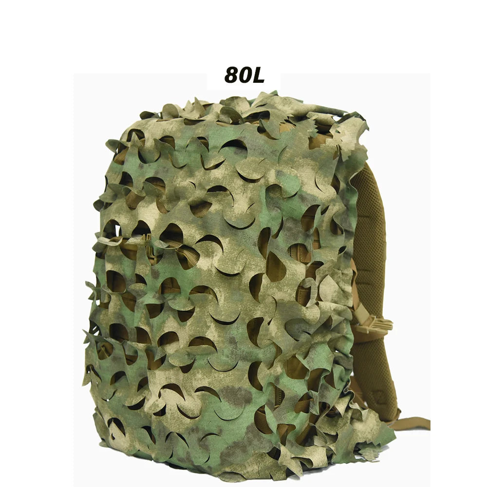 3D Camo Net Backpack Cover 60L 80L Laser Cut Camouflage Hunting Backpack Cover Paintball Paratrooper Hunting Accessories