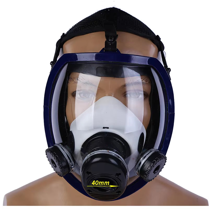 3 Ports Multipurpose Full Gas Mask Spherical Super Clear Fully Sealed Protective Mask Spray Paint Industrial Pollution Gas Mask