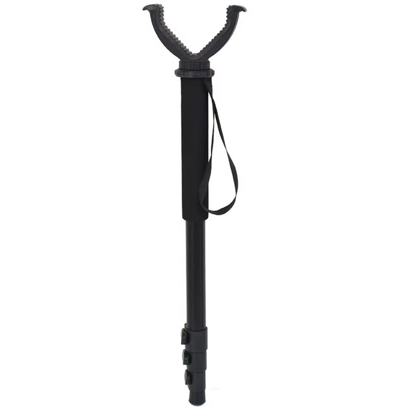 Aluminum Hunting Shooting Sticks Accessory V Shaped Rotating Yoke Monopod Telescopic with Shoulder Strap