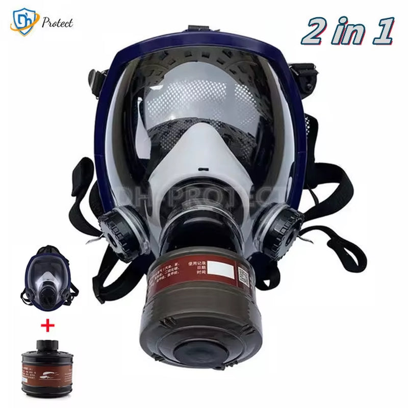 3 Ports Multipurpose Full Gas Mask Spherical Super Clear Fully Sealed Protective Mask Spray Paint Industrial Pollution Gas Mask