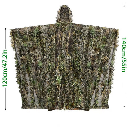 3D Ghillie Suit Camouflaged Clothes for Hunter 3D Camouflage Clothing Woodland Poncho for Hunting Wildlife Photography Costumes